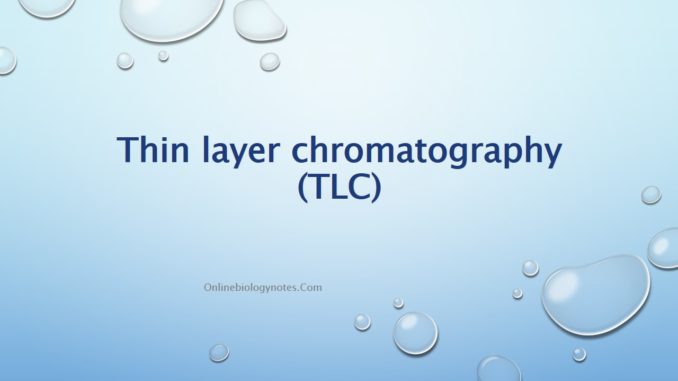 Thin layer Chromatography (TLC): Principle and procedure