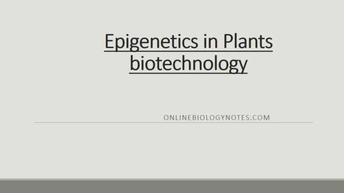 Epigenetics in plants