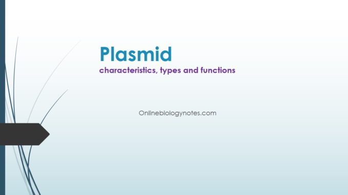 Plasmid: characteristics, types and functions